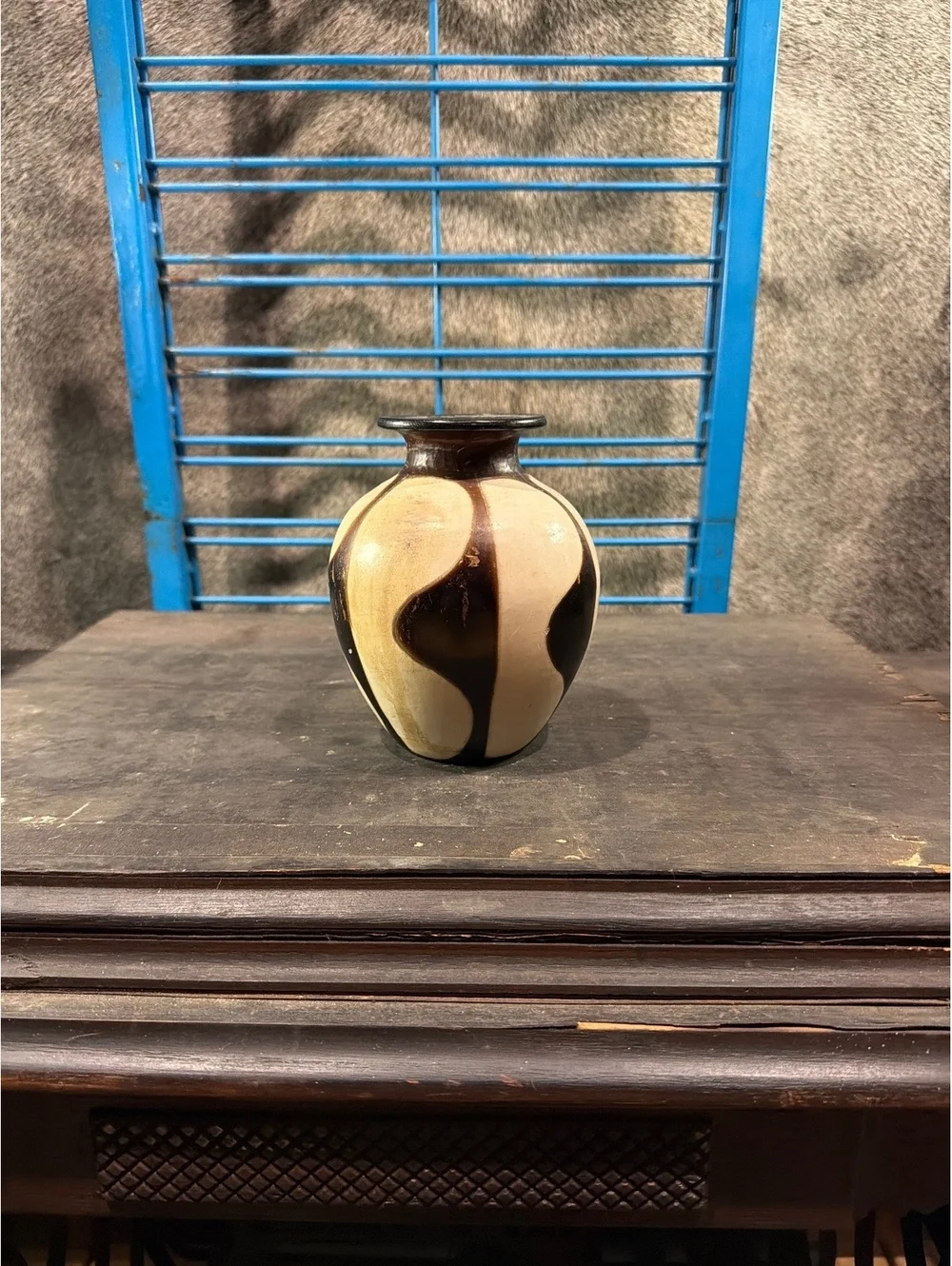 Vintage Brown and Cream Decorative Table Vase